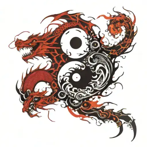 Yin Yang Dragon tattoo design idea