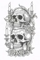 skull and candles burning tattoo design idea