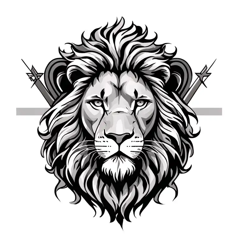 lion of Judah + cross tattoo design idea