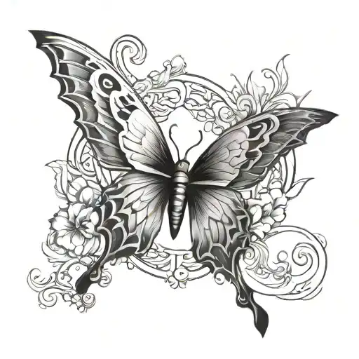 phoenix butterfly forearm tattoo design idea