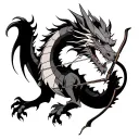 Hanzo Dragon with bow hunting scene tattoo design idea