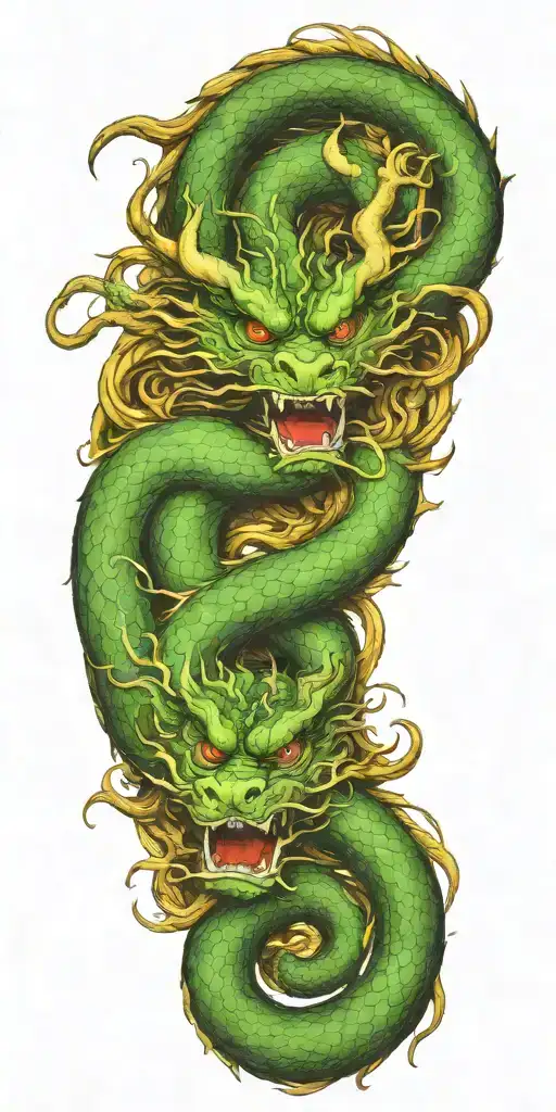 Chinese dragon tattoo combining elements of strength wisdom intelligence with natural forest symbols tattoo design idea