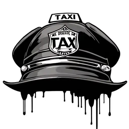 taxi driver's hat tattoo design idea
