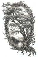 men's willow tree sleeve tattoo featuring tattoo design idea
