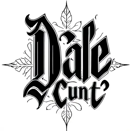 create sn ambigram that reads "Dale" one direction and "cunt" upside down using a cursive font tattoo design idea