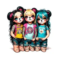 3 teenage punk rock teddy bears 2 girls and one boy  tattoo design idea
