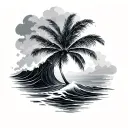 Palm Tree With Wave tattoo design idea