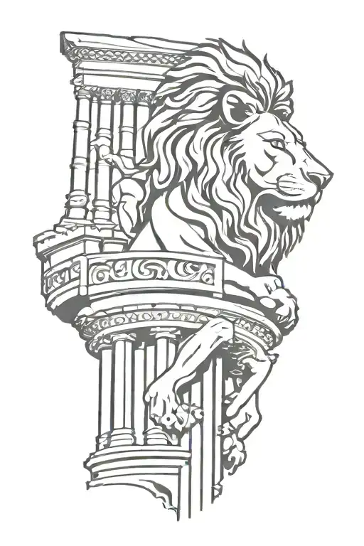 zeus, diana, roman coliseum, lion, pizza tower tattoo design idea