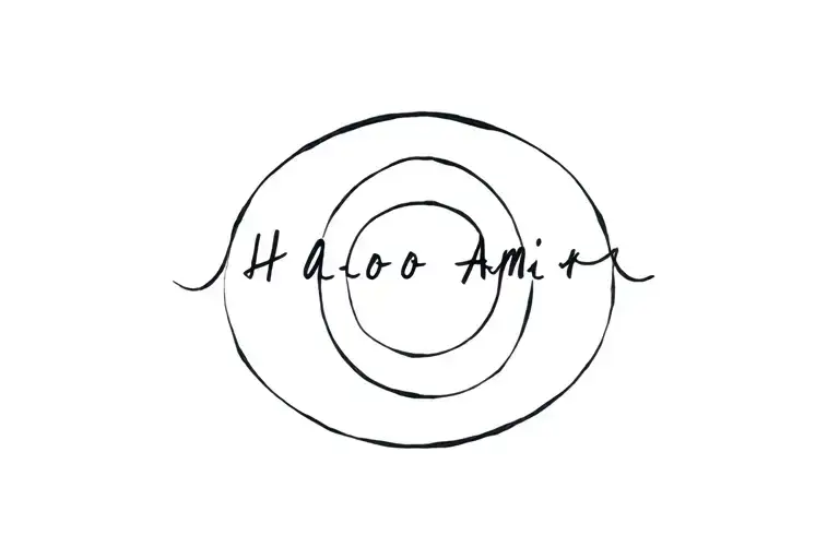 the name Halo Amir with a real halo included  tattoo design idea