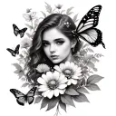 let them surrounded by butterflies and flowers  tattoo design idea