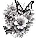 let them surrounded by butterflies and flowers  tattoo design idea