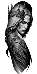 silmarilian and lord of the rings full sleeve with Morgoth's crown wrapped around the shoulder tattoo design idea