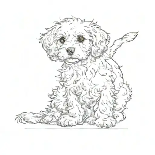 a cavoodle dog instead of a kitten, looking up same posture tattoo design idea