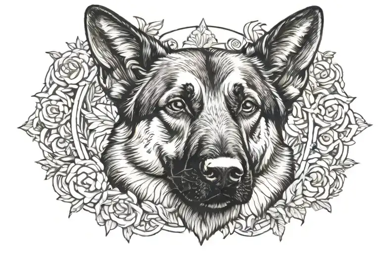 German Shepherd dog tattoo design idea