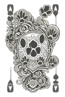 paw print playing card western tattoo design idea