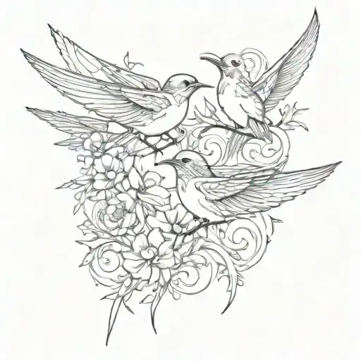 swallows tattoo design idea