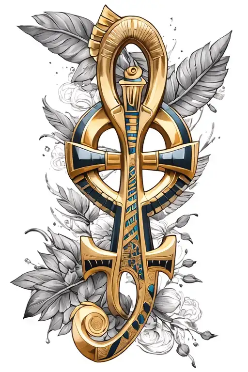 3d Egyptian ankh symbol intertwined tattoo design idea