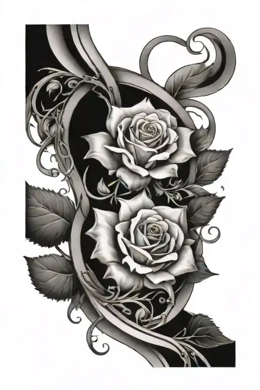 rose and stem vertical going through mobius strip tattoo design idea