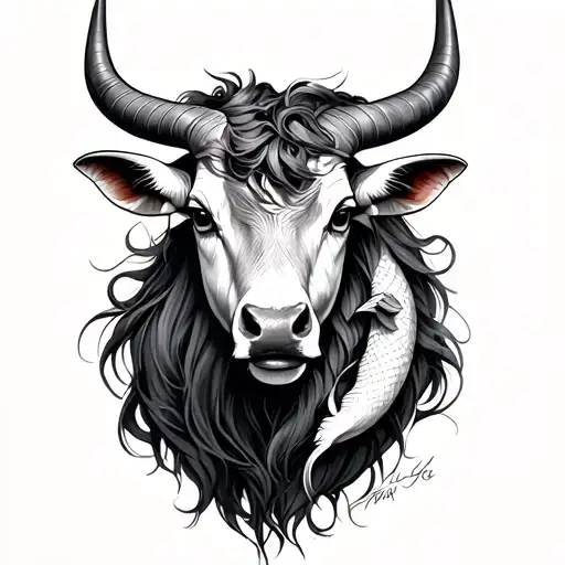 Taurus with Pisces tattoo design idea