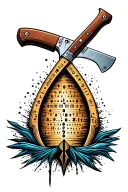 butcher knife morse code sending device integrated norse theme and surfboard tattoo design idea