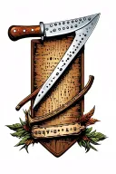 butcher knife morse code sending device integrated norse theme and surfboard tattoo design idea