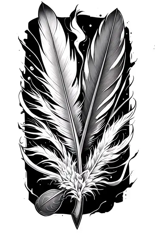 knife and feather tattoo design idea