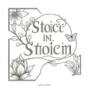 A minimalist tattoo of a quote about stoicism overlaid on a simple and elegant floral design, reflecting the client's interest in stoic philosophy and flowers tattoo design idea