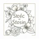 A minimalist tattoo of a quote about stoicism overlaid on a simple and elegant floral design, reflecting the client's interest in stoic philosophy and flowers tattoo design idea