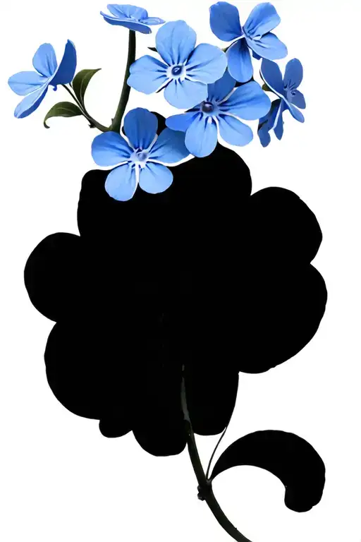 3d scrolling vine with large blue forget-me-nots tattoo design idea