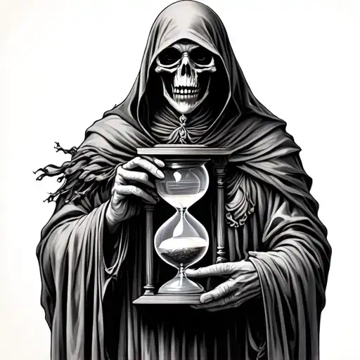 grim reaper holding hourglass tattoo design idea