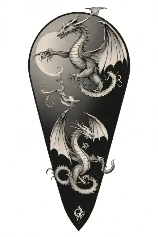 dragons flying tattoo design idea