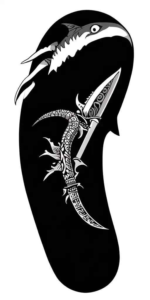 maori tattoo, turtle, shark, knife, demon, sun tattoo design idea