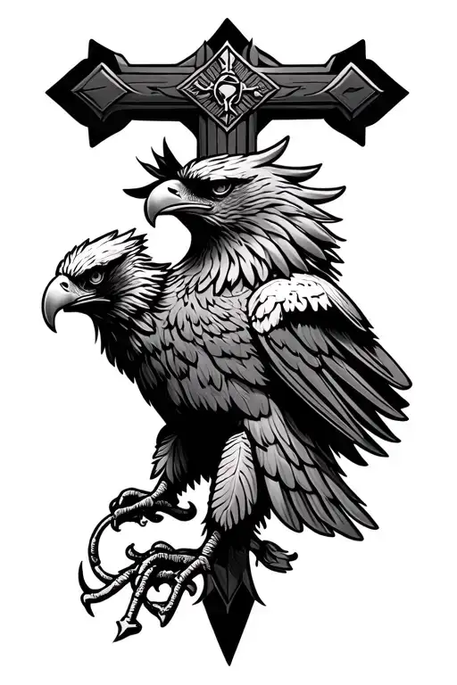 Albanian eagle with cross tattoo design idea