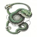 a trimeresurus insularis snake wrapped around a Gemini zodiac sign tattoo design idea