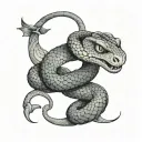 a trimeresurus insularis snake wrapped around a Gemini zodiac sign tattoo design idea