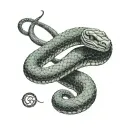 a trimeresurus insularis snake wrapped around a Gemini zodiac sign tattoo design idea