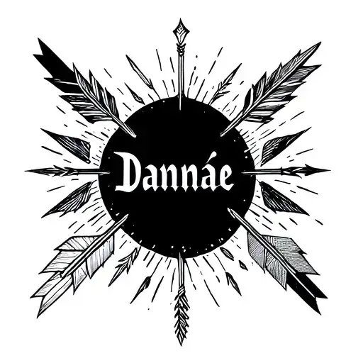 Arrows with the name Dannae tattoo design idea