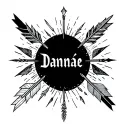 Arrows with the name Dannae tattoo design idea