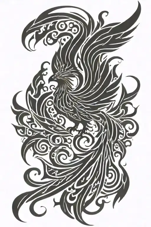 phoenix rising from flames tattoo design idea
