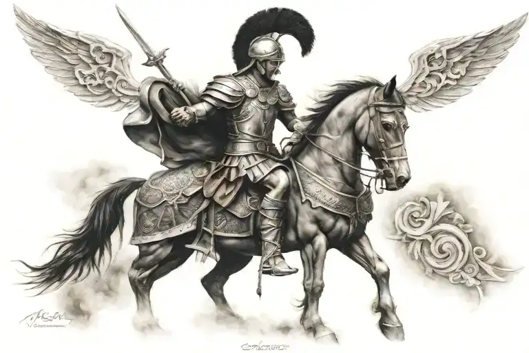 Roman warrior with Spanish roots Rivera last name tattoo design idea