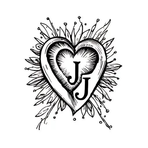 heart with letter J tattoo design idea