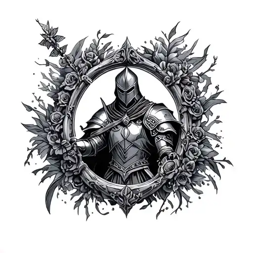 "knight in a beautiful frame" Dark Fantasy tattoo design idea