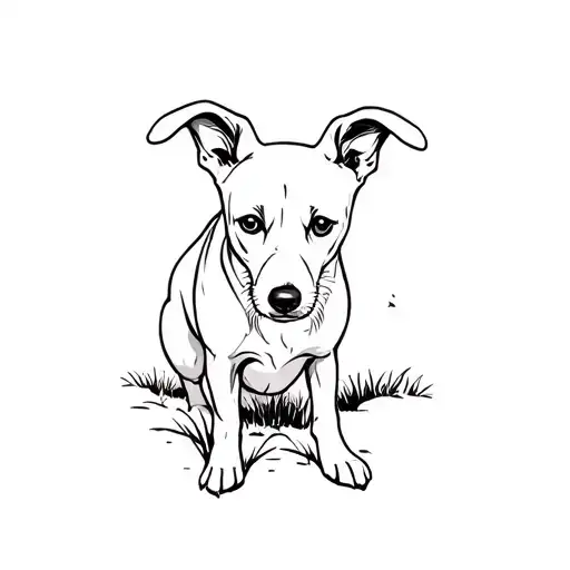 a dog in a rice field tattoo design idea