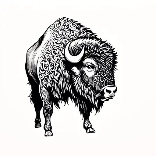 bison head profile tattoo design idea
