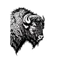 bison head profile tattoo design idea