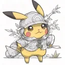 cute pikachu no background big eyes tattoo design idea