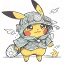 cute pikachu no background big eyes tattoo design idea