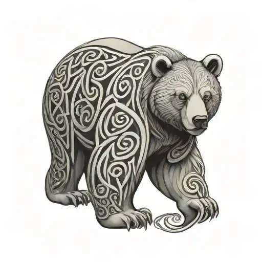 celtic bear with heart tattoo design idea