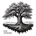 Create tattoo image with the tree from walking where Rick says “my mercy prevails over my wrath” and include the quote  tattoo design idea