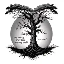 Create tattoo image with the tree from walking where Rick says “my mercy prevails over my wrath” and include the quote  tattoo design idea